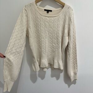 Embroidered Cyrus Cream Women's Sweater w Ruffles